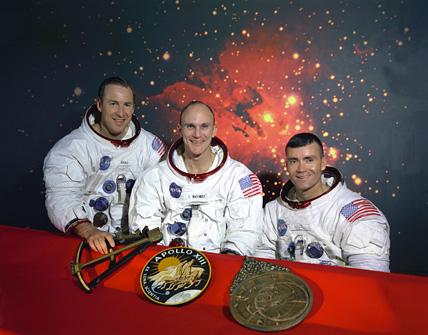 Les 3 membres d’Apollo 13 : Jack Swigert, Jim Lowell, Fred Haise. © DR