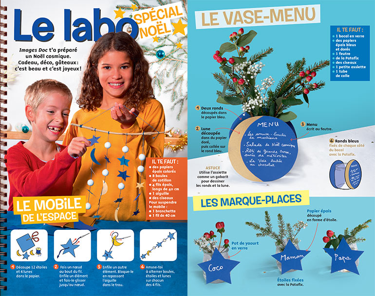 Téléchargez “Le labo spécial Noël”, Images Doc n°372, décembre 2019. Conception et textes : Virginie Rousset. Photos : Benoît Teillet. Schémas : Zoé Schmit.