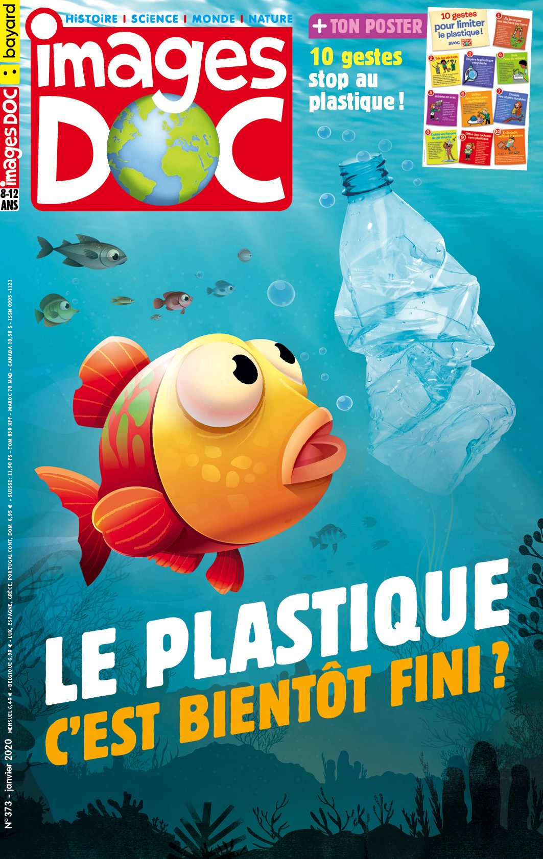 Couverture du magazine Images Doc n°373, janvier 2020Illustration Nicolas Francescon - Le plastique, c'est bientôt fini ?