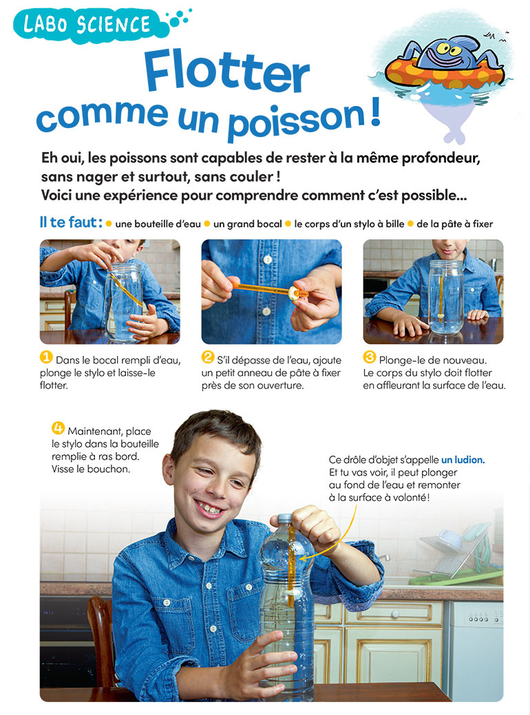 Labo science : flotter comme un poisson !, Images Doc n°407, novembre 2022. Photos : Rebecca Josset. Illustrations : Jérôme Sié.